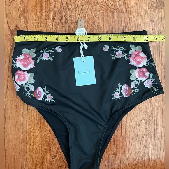 NWT Cupshe Black Floral High Waisted Bikini Size Small. - Picture 13 of 13